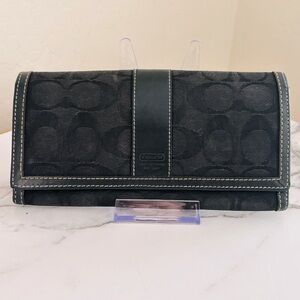 Coach Black Women's Clutch Tri Fold Wallet